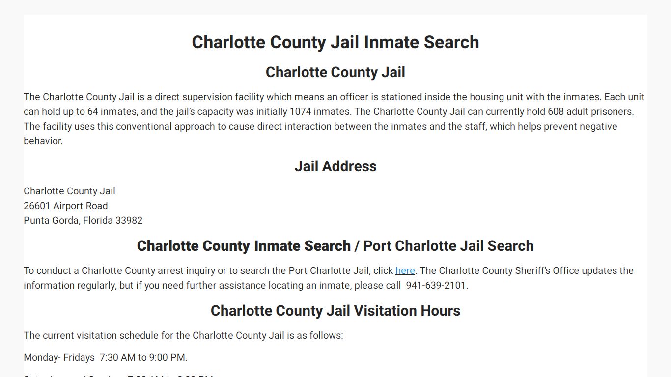 Charlotte County Jail Inmate Search